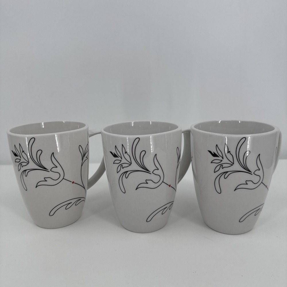 Corelle Coffee Mug Cup Square Set 3 Royal Lines‎ Porcelain Discontinued Pattern
